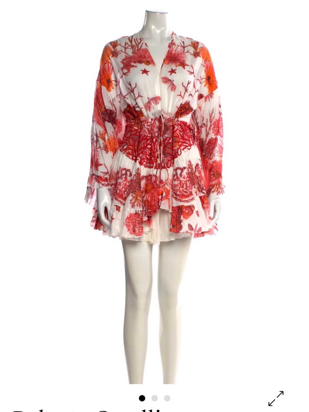 Roberto Cavalli Mini Dress with Orange & Red Coral Print